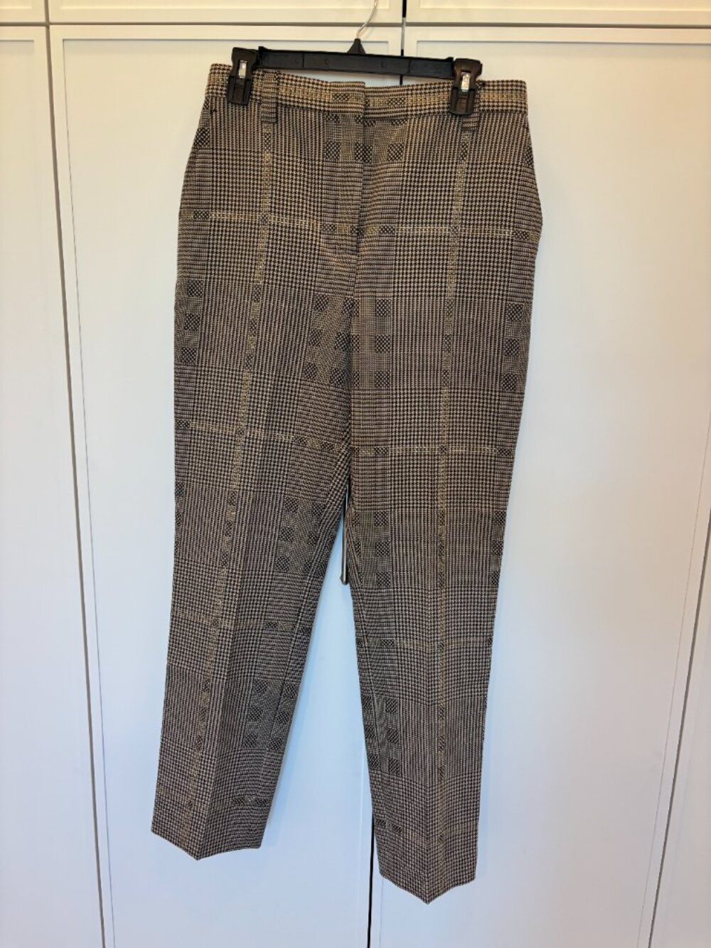 Burberry Houndstooth Black and Gold straight leg pants
